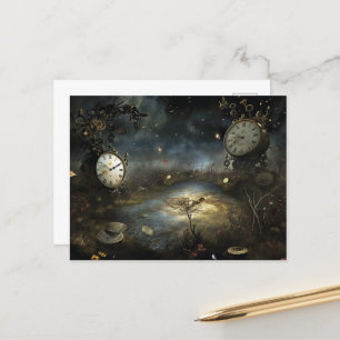 Surrealistisch Steampunk Klok Swamp Briefkaart