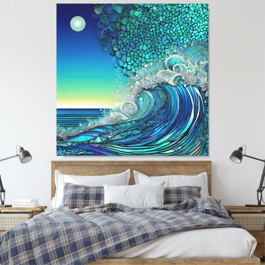 Surrealistisch Surf Zeegezicht Canvas Afdruk (Insitu (Slaapkamer))
