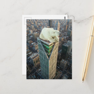 Surrealistisch tafereel met ijsberenwolkenkrabber briefkaart