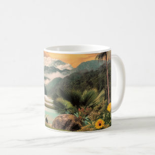 Surrealistisch tropisch dal met palmbomen koffiemok