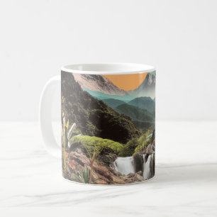 Surrealistisch tropisch dal met watervallen koffiemok