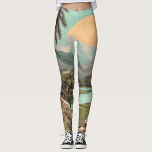 Surrealistisch tropisch meer met palmbomen leggings