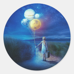 Surrealistisch Verhuizen naar Haar Toekomst Ronde Sticker