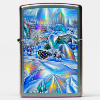 Surrealistisch winterwonderland met iriserende lic