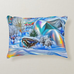 Surrealistisch winterwonderland met iriserende lic accent kussen