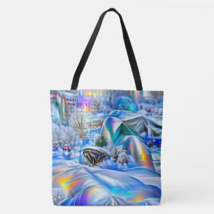 Surrealistisch winterwonderland met iriserende lic draagtas