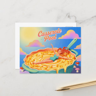 Surrealistisch Zwemmen in een ovenschaal Briefkaart