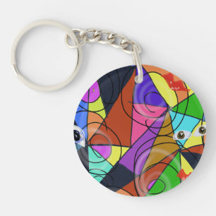 Surrealistische abstracte geometrische patronen me sleutelhanger