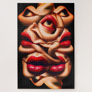 Surrealistische abstracte gezichten vette expressi legpuzzel