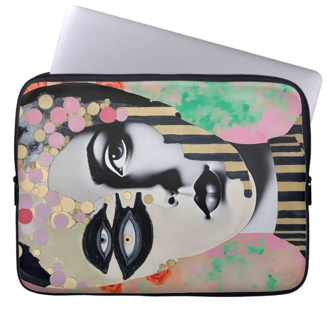 surrealistische abstracte vrouw laptop sleeve (Voorkant)