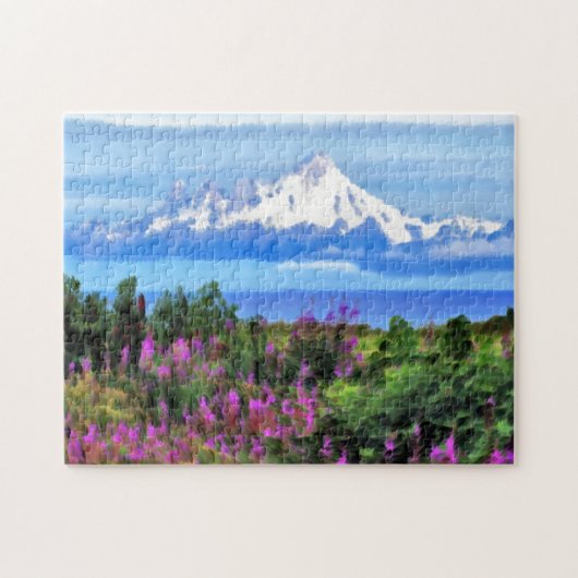 Surrealistische Alaska Wilderness schilderij Legpuzzel (Horizontaal)