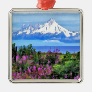 Surrealistische Alaska Wilderness schilderij Metalen Ornament