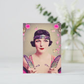 Surrealistische Art Deco Vlinder Flapper Briefkaart (Staand voorkant)