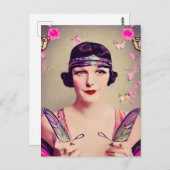 Surrealistische Art Deco Vlinder Flapper Briefkaart (Voorkant / Achterkant)