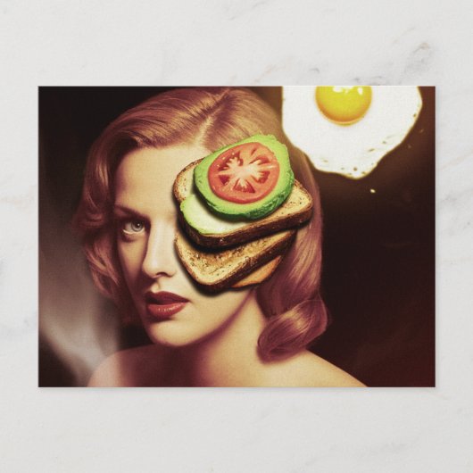 Surrealistische avocado toast en ei ontbijt briefkaart (Voorkant)