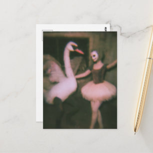 Surrealistische ballerina en zwaan namaak vintage  briefkaart