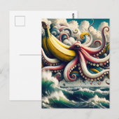 Surrealistische Banaan Octopus Briefkaart (Voorkant / Achterkant)
