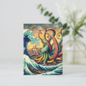 Surrealistische Banaan Octopus Briefkaart (Staand voorkant)