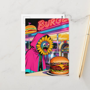 Surrealistische Bloem bij de Cheeseburger Plaats Briefkaart