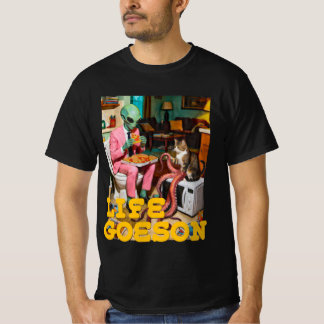 Surrealistische buitenaardse pizzamoment t-shirt