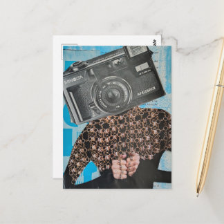 Surrealistische cameraholling collage briefkaart