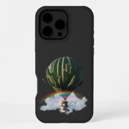 Surrealistische Cat Hete Luchtballon met Cactus &  iPhone 16 Pro Max Hoesje