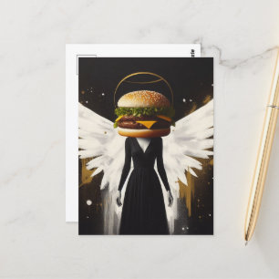 Surrealistische Cheeseburger Engel Briefkaart
