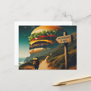Surrealistische Cheeseburgers 25 Mijl Ver Hiking T Briefkaart