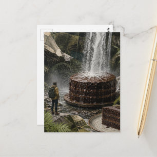 Surrealistische chocoladetaartcollage briefkaart