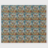 Surrealistische Cubistische Stijl Kat Kunst Cadeaupapier (Vlak)