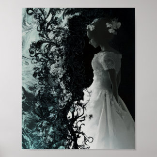 Surrealistische donkere bruid muurkunst  Gotische  Poster