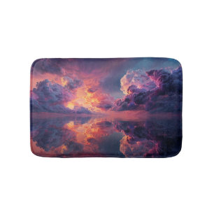 Surrealistische dramatische wolken met vurige zons badmat