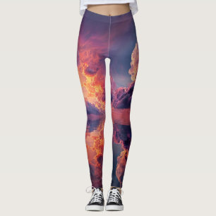 Surrealistische dramatische wolken met vurige zons leggings