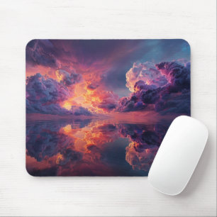 Surrealistische dramatische wolken met vurige zons muismat