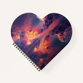 Surrealistische dramatische wolken met vurige zons notitieboek