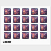 Surrealistische dramatische wolken met vurige zons vierkante sticker (Vel)