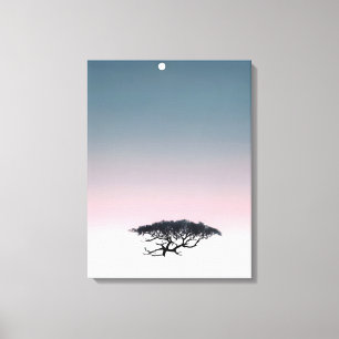 Surrealistische Dreamscape: Drijvende Boom en Maan Canvas Afdruk