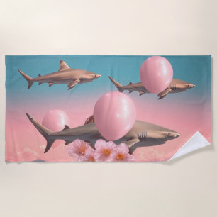 Surrealistische droomlandschap met haaien en ballo strandlaken