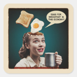 Surrealistische eieren voor ontbijt, in deze econo vierkante sticker