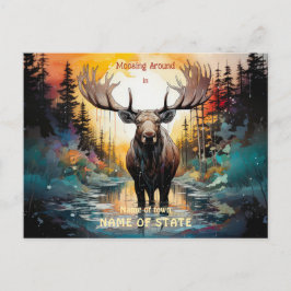 Surrealistische eland staan in water briefkaart