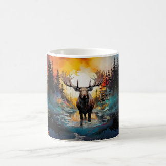 Surrealistische eland staan in water koffiemok