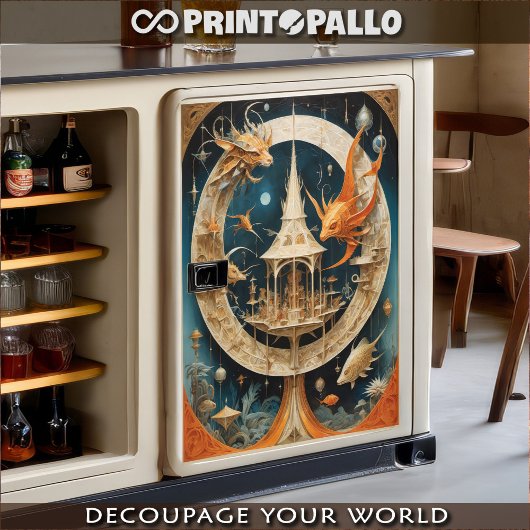 Surrealistische en abstracte wereld met gebouwen e tissuepapier