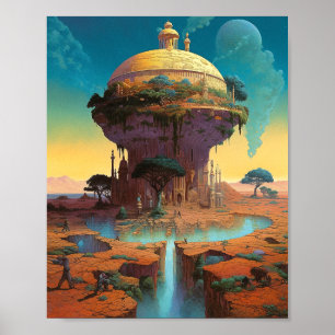 Surrealistische Fantasy City Poster