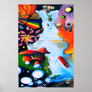Surrealistische Fantasy Mushroom Wonderland Poster
