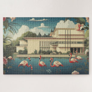 Surrealistische flamingoscène legpuzzel