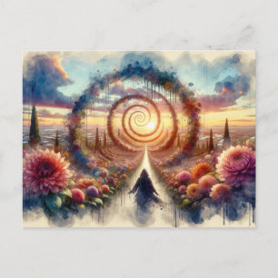 Surrealistische Floral Portal Waterverf Briefkaart