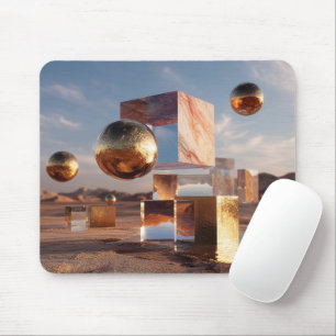 Surrealistische Geometrische Compositie Met Gouden Muismat