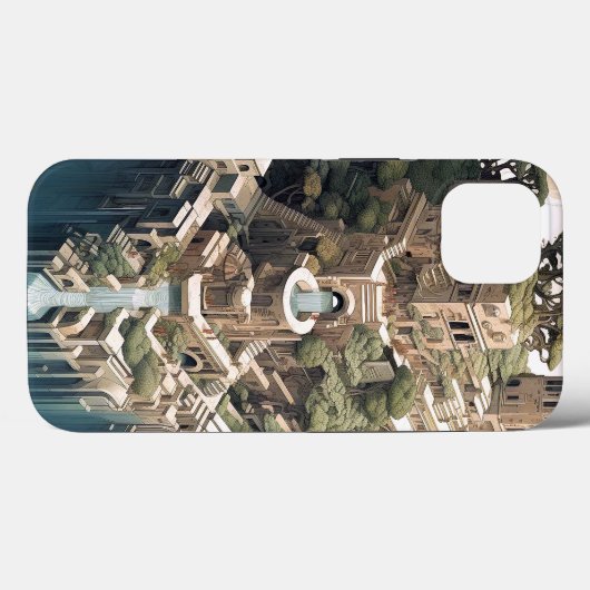 Surrealistische Geometrische stadslandschap Fantas Case-Mate iPhone Case (Achterkant (horizontaal))