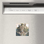 Surrealistische Geometrische stadslandschap Fantas Magneet (Insitu (Vaatwasser))