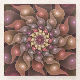 Surrealistische glanzende bloem moderne abstracte glazen onderzetter